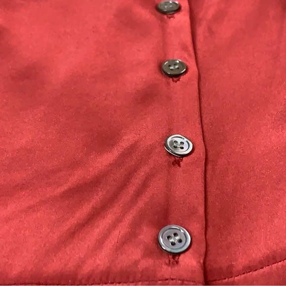 FRAME Shirred Silk Peplum Blouse in OXBLOOD NWOT - Picture 10 of 12